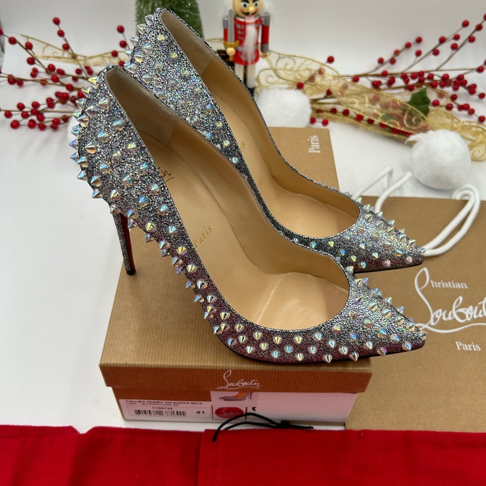 Christian Louboutin Iridescent Crystal Spike Pointed Toe Pumps